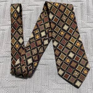 Vintage Ferragamo patchwork geometric pattern silk tie